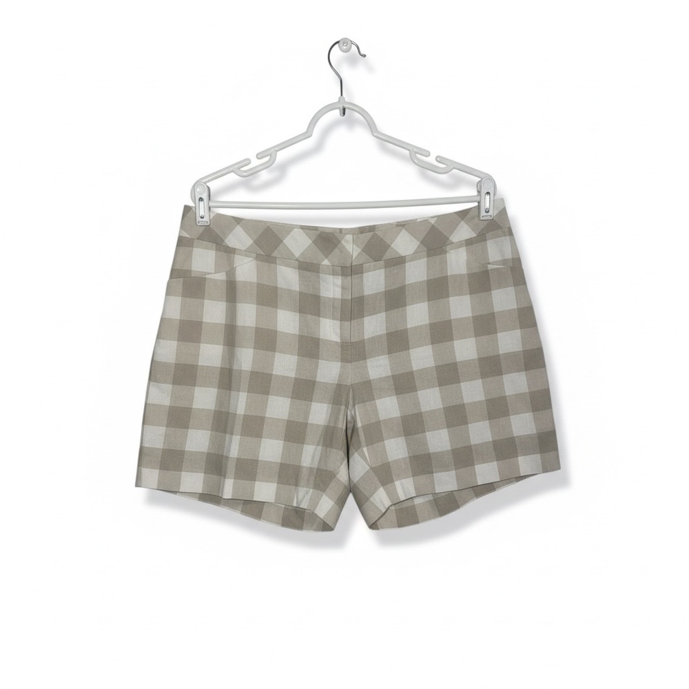 ANTONIO MELANI Beige and Cream Plaid Shorts